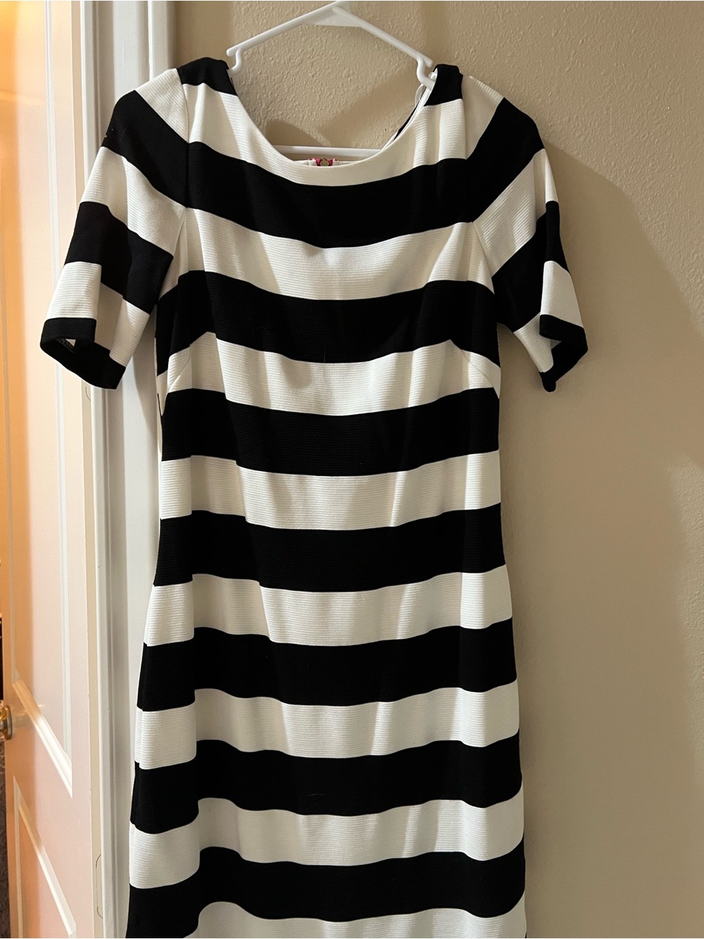 Eliza J Black and White Horizontal Stripe Midi Dress